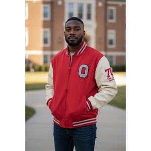 Colosseum Athletics‎ Ohio State Buckeyes Letterman Jacket XL Red Cream Full Zip